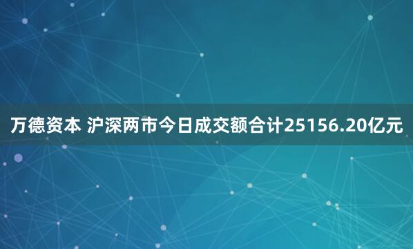 万德资本 沪深两市今日成交额合计25156.20亿元